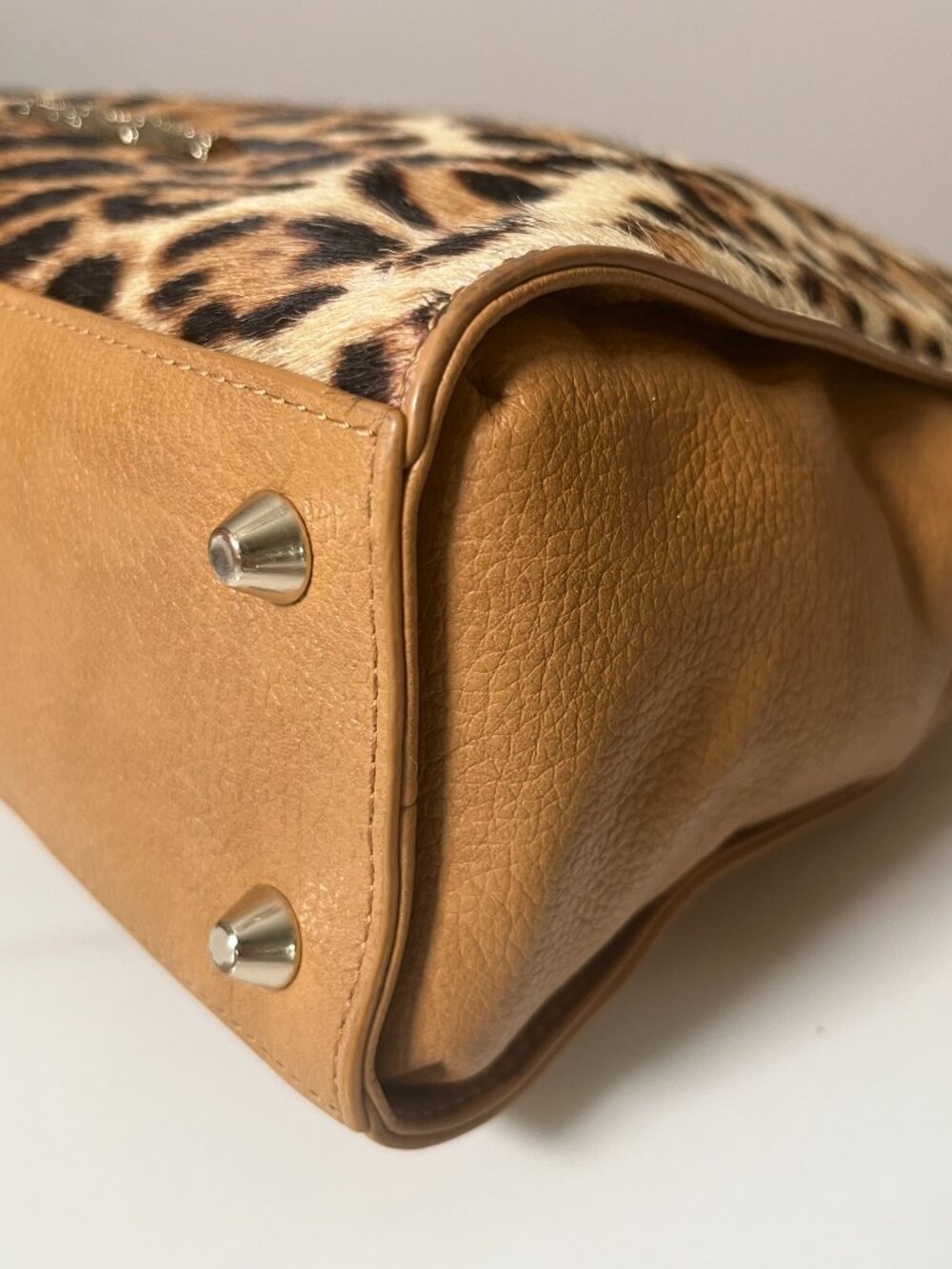 Elaine Turner Celeste Cheetah Haircalf Bamboo Convertible Satchel Backpack - Picture 11 of 16